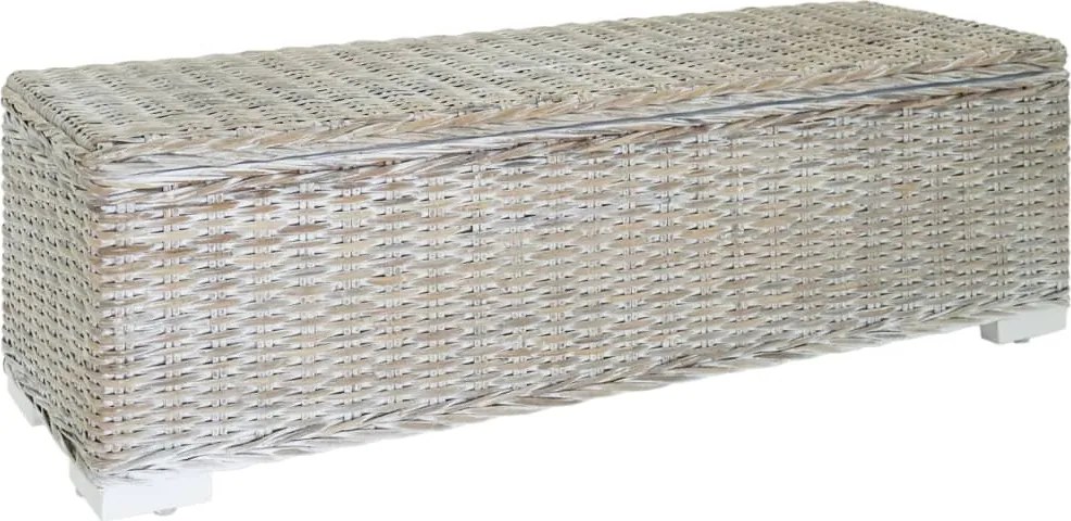 vidaXL Ladă depozitare alb 110 cm ratan kubu natural/lemn masiv mahon