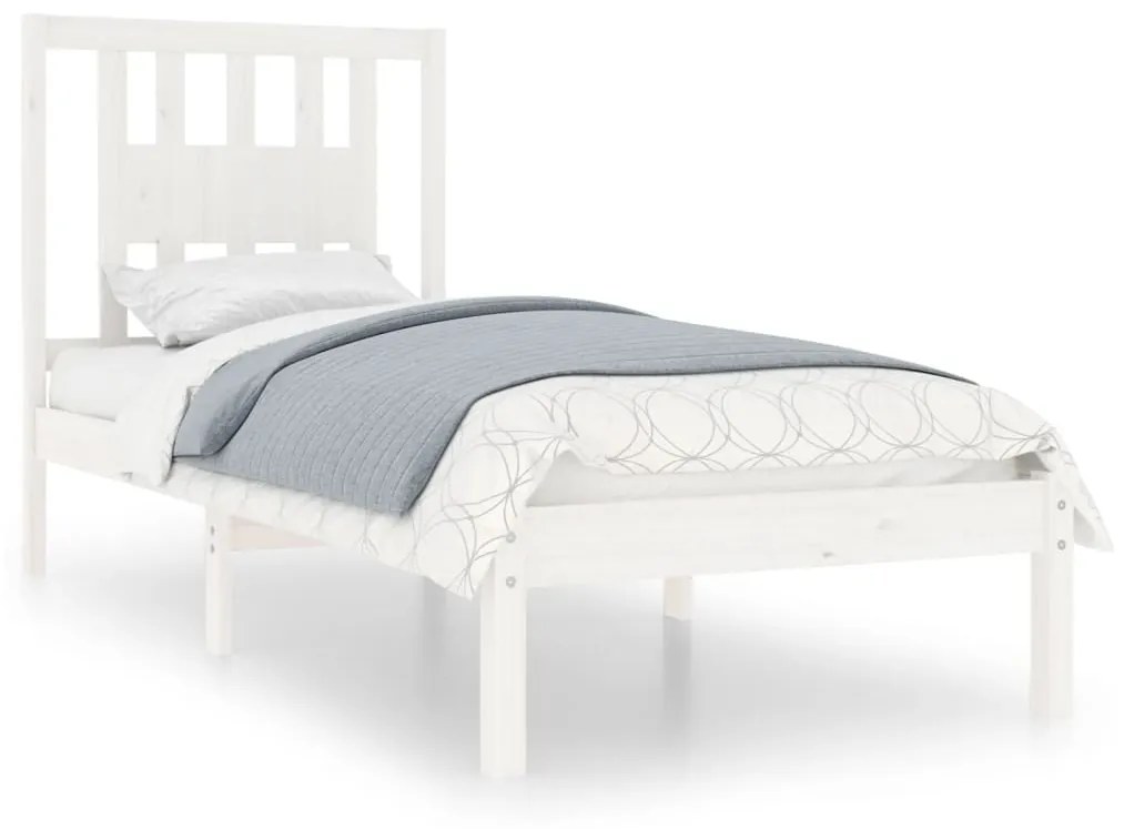 3104049 vidaXL Cadru de pat, alb, 90x200 cm, lemn masiv de pin