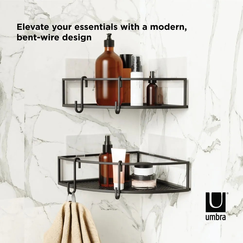 Rafturi negre de colț autoadezive din oțel 2 buc. Cubiko – Umbra