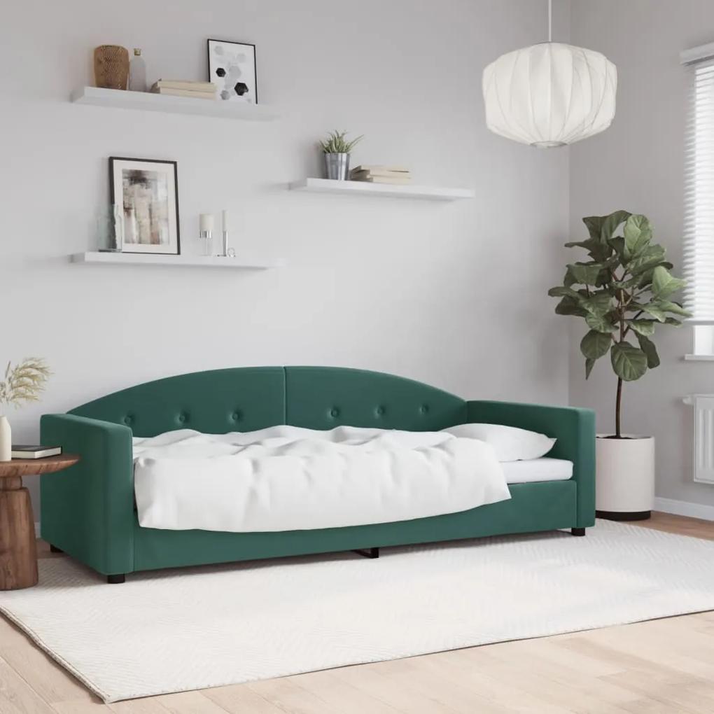 354131 vidaXL Cadru de pat, verde închis, 80x200 cm, catifea