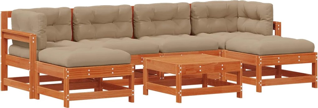 vidaXL Set de lounge pentru grădină 7 pcs Maro Ceară Lemn masiv de pin