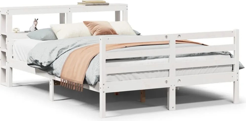 vidaXL Cadru de pat cu tăblie fără saltea, alb, 140x200 cm