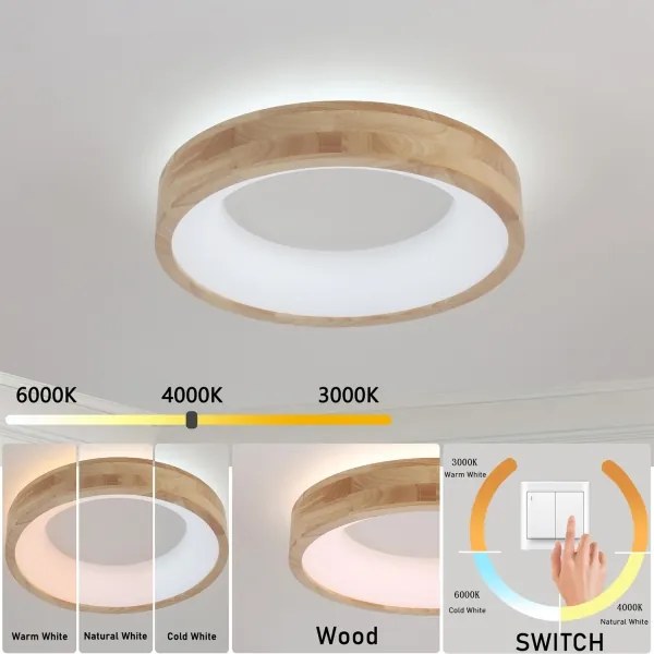 Brilagi-LED Plafonieră FALCON WOOD LED/30W/230V 3000/4000/6000K 45 cm lemn