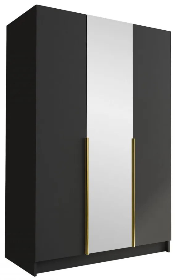 Dulap de haine Merpata II (Negru + auriu) (cu oglindă). 1105785