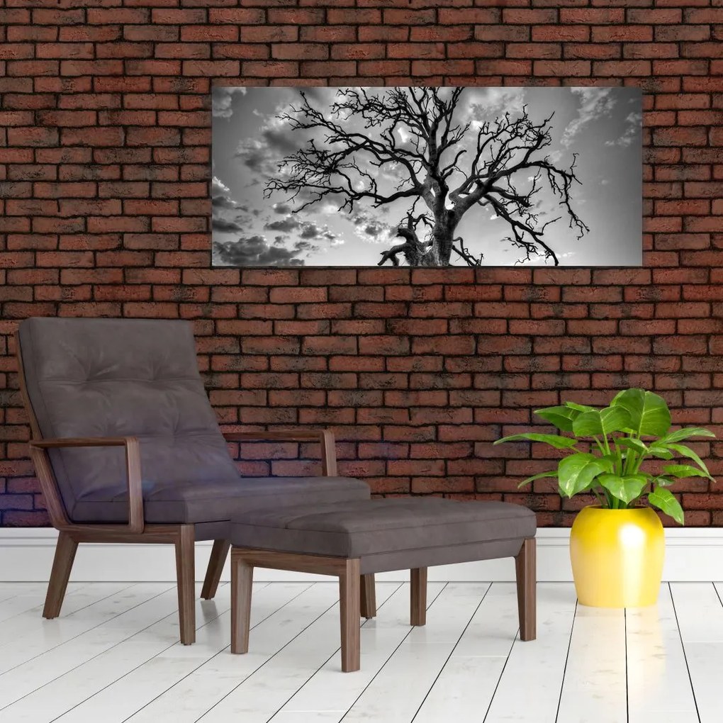 Tablou - Copacul, alb-negru (120x50 cm)