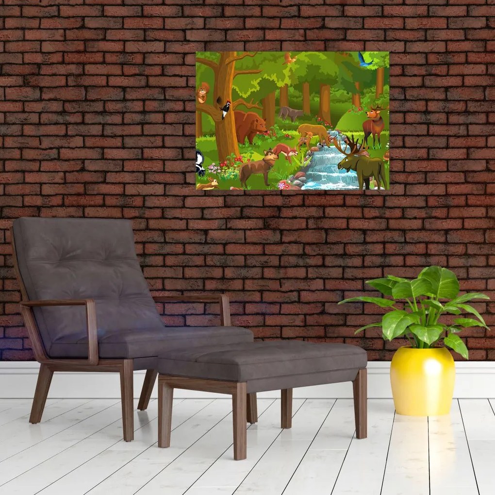 Tablou pe sticlă pentru copii cu animale (70x50 cm)