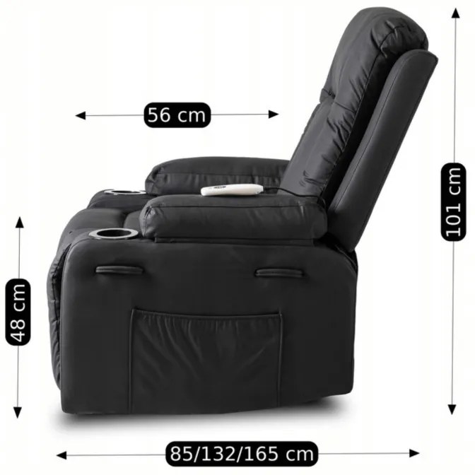 JAKS Fotoliu de masaj piele eco neagră Box