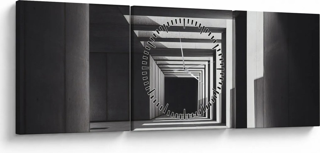 Tablou - Tunel Pătrat (cu ceas) (90x30 cm)