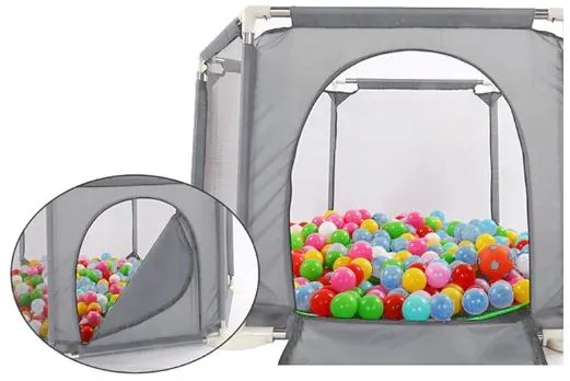 Țarc pentru copii cu mingi și coș 130x65x110cm GREY