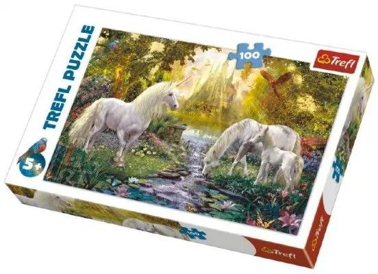 Puzzle Unicorni în grădină 100 de piese 41x27,5cm