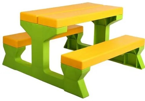 Star Plus Masă și bănci de grădină pentru copii,verde/verde