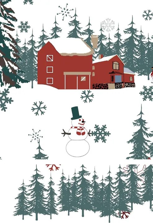 Lenjerie de pat din amestec de bumbac SNOWY HOUSES POLY albă Dimensiune lenjerie de pat: 2 buc 70 x 90 cm | 200 x 220 cm