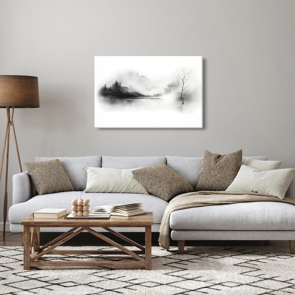 Tablou - pictură cu cerneală de peisaj (90x60 cm)