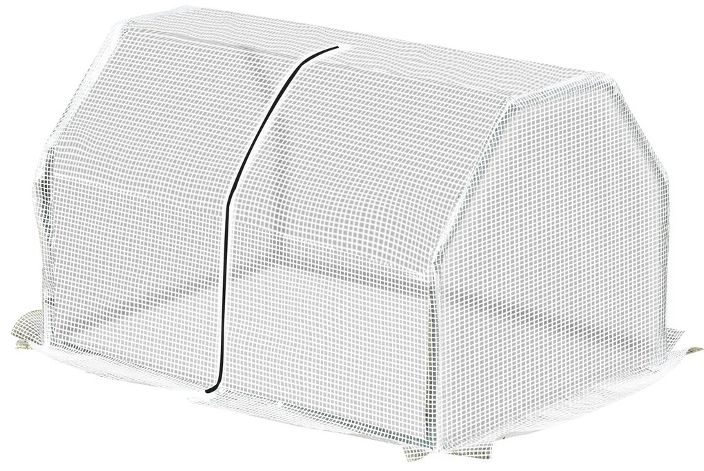 Mini Seră Outsunny pentru grădină și balcon din plastic PE și oțel cu închidere cu fermoar, 99x71x60 cm, de culoare alb transparent | Aosom Romania