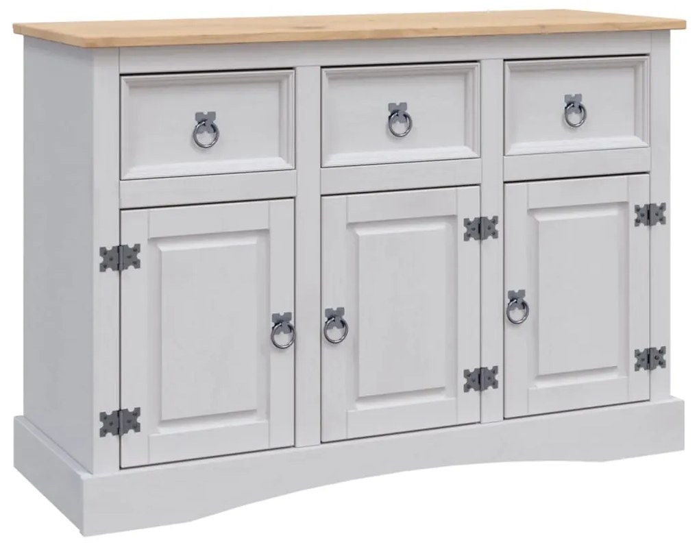 282633 vidaXL Servantă gri, 132x43x78 cm, lemn masiv pin mexican, gama Corona