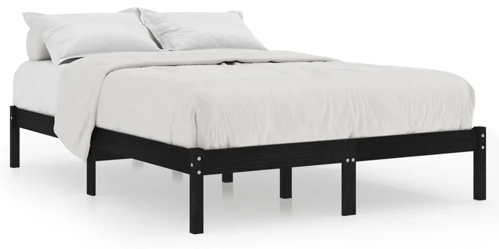 810016 vidaXL Cadru de pat, negru, 120x200 cm, lemn masiv de pin