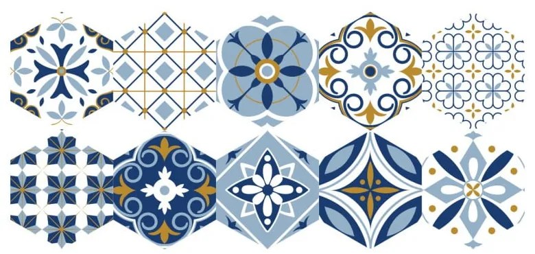 Set 10 autocolante pentru podea Ambiance Hexagons Jelilna, 20 x 18 cm