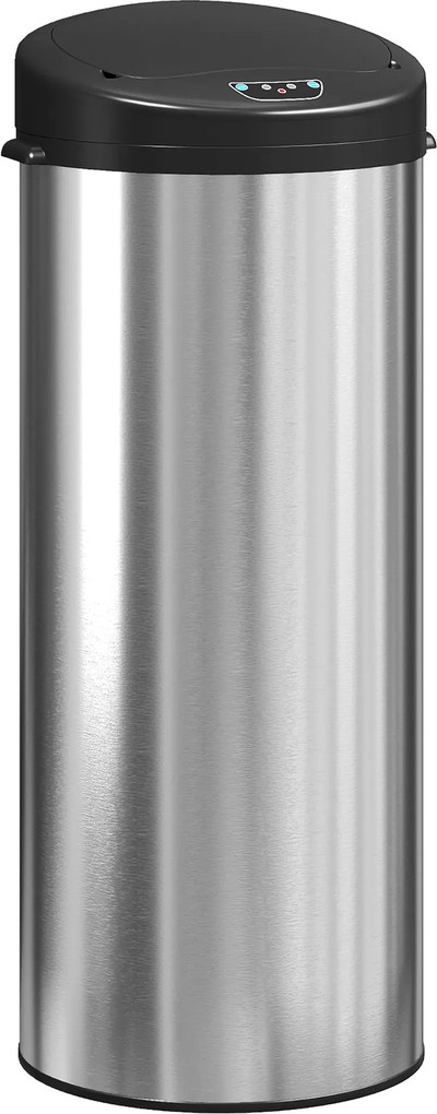 HOMCOM Coș de gunoi de 55L cu senzor pentru deschidere automată și închidere amortizată, 32x30x72.5 cm, Argintiu | Aosom Romania