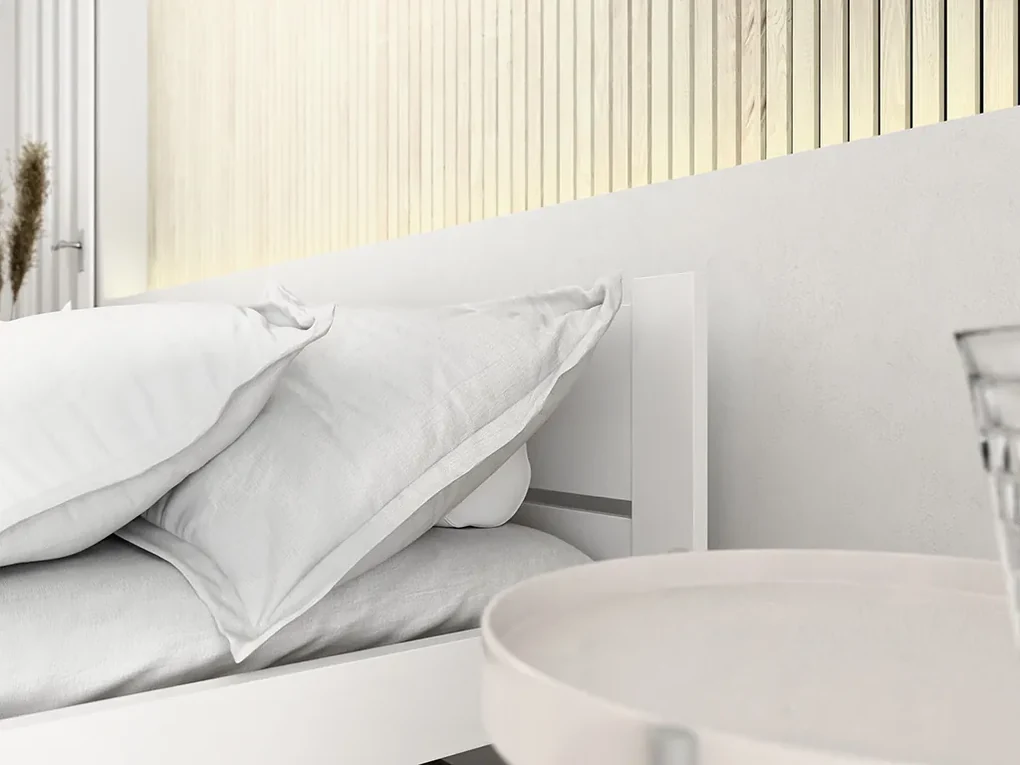 Pat de o persoana alb, IKAROS DOUBLE 120 x 200 cm Saltele: Cu saltele Somnia 18 cm, Somiera pat: Cu lamele drepte