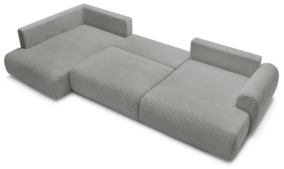 Colțar gri închis extensibil/cu spațiu de depozitare cu tapițerie din catifea reiată (cu colț pe partea stângă/în formă de "U") Lucien – Bobochic Paris