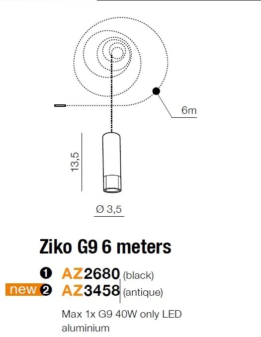 Accesoriu/ Cablu 6 metri cu pendul Ziko G9 antique ZZ AZ3458