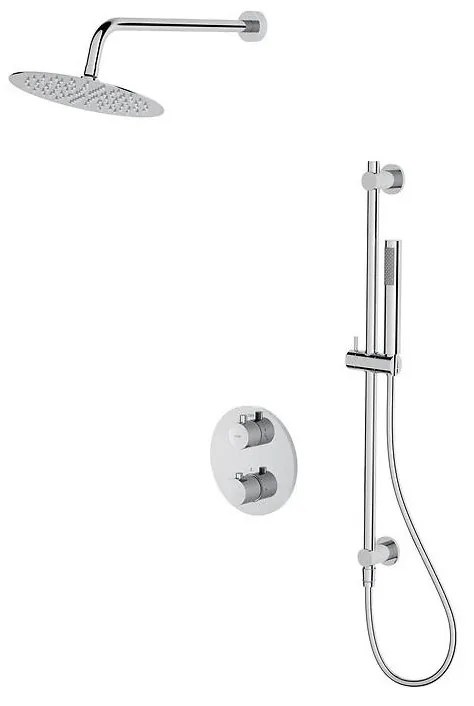 Set de duș cu baterie termostatică ascunsă Cersanit S952-032 ZEN crom lucios