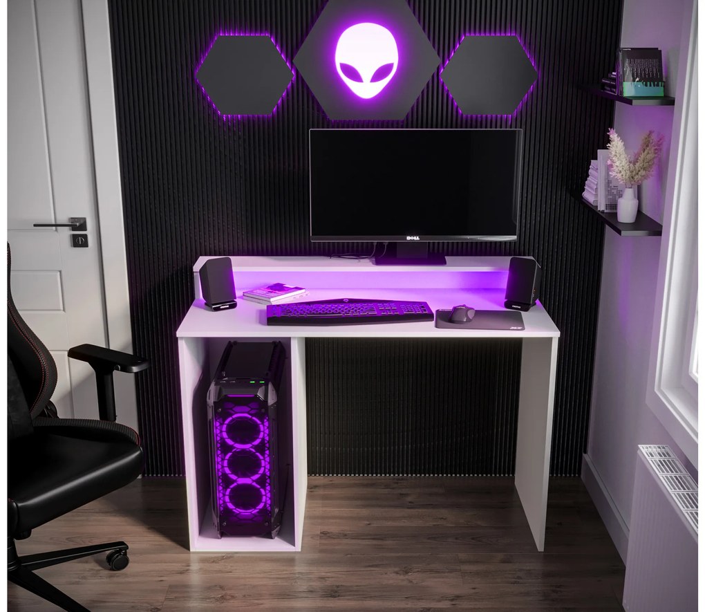 Masă PC pentru gaming Garrick 2 (biely) (cu iluminat LED RGB). 1064136