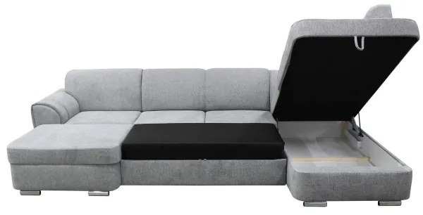 Colțar extensibil în formă de U SERPA, cu spațiu de depozitare, pe partea dreaptă, gri