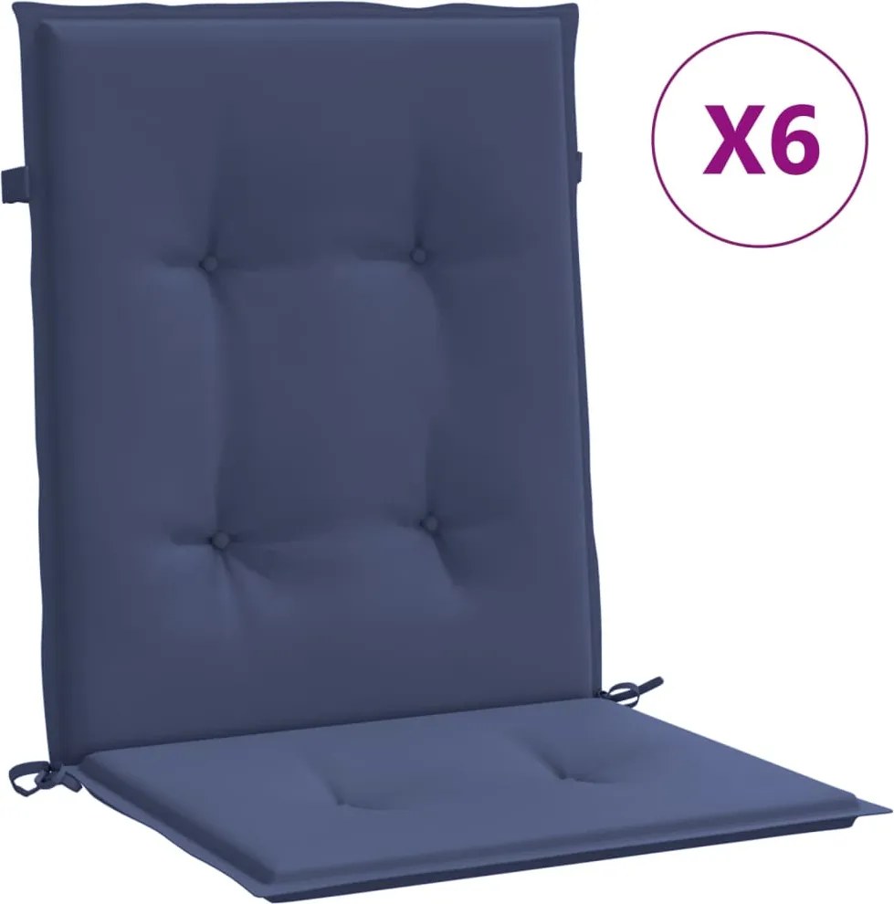 vidaXL Perne pentru scaune cu spătar jos, 6 buc., bleumarin, textil