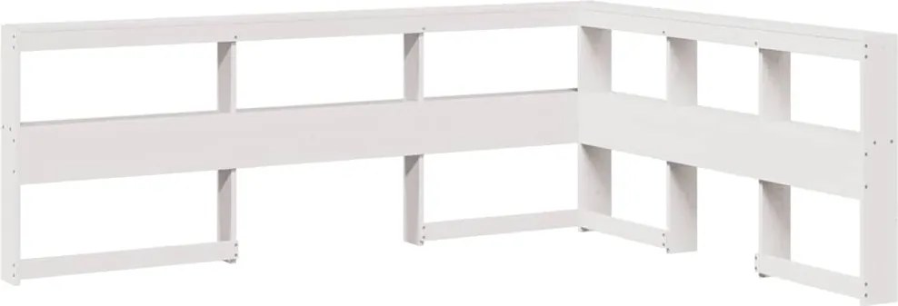 vidaXL Bibliotecă tăblie în formă de L, alb, 150 cm, lemn masiv de pin
