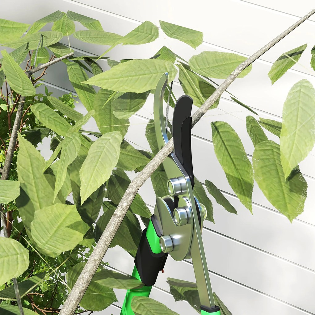 Outsunny Lot de 2 foarfece de grădină, foarfecă pentru gard viu lungime 63,5-78,5 cm tăietor cu enclumă lungime 64,5-90 cm verde și negru | Aosom Romania