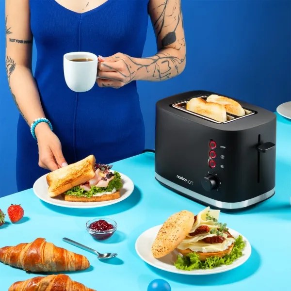 Prăjitor de pâine cu două fante și accesoriu Niceboy ION Cruncher C3 870W/230V negru