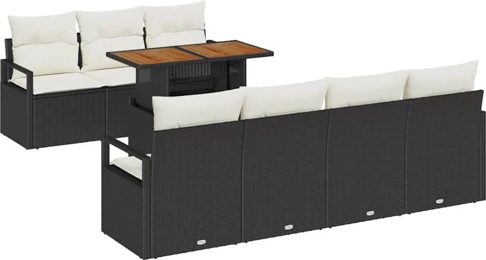 vidaXL Set de canapele pentru grădină 8 pcs Negru Rattan poli