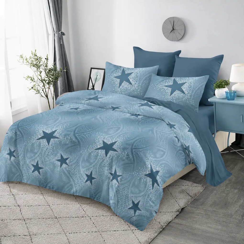 Lenjerie de pat 2 persoane, bumbac finet, 6 piese, 2 fețe, SP1083
