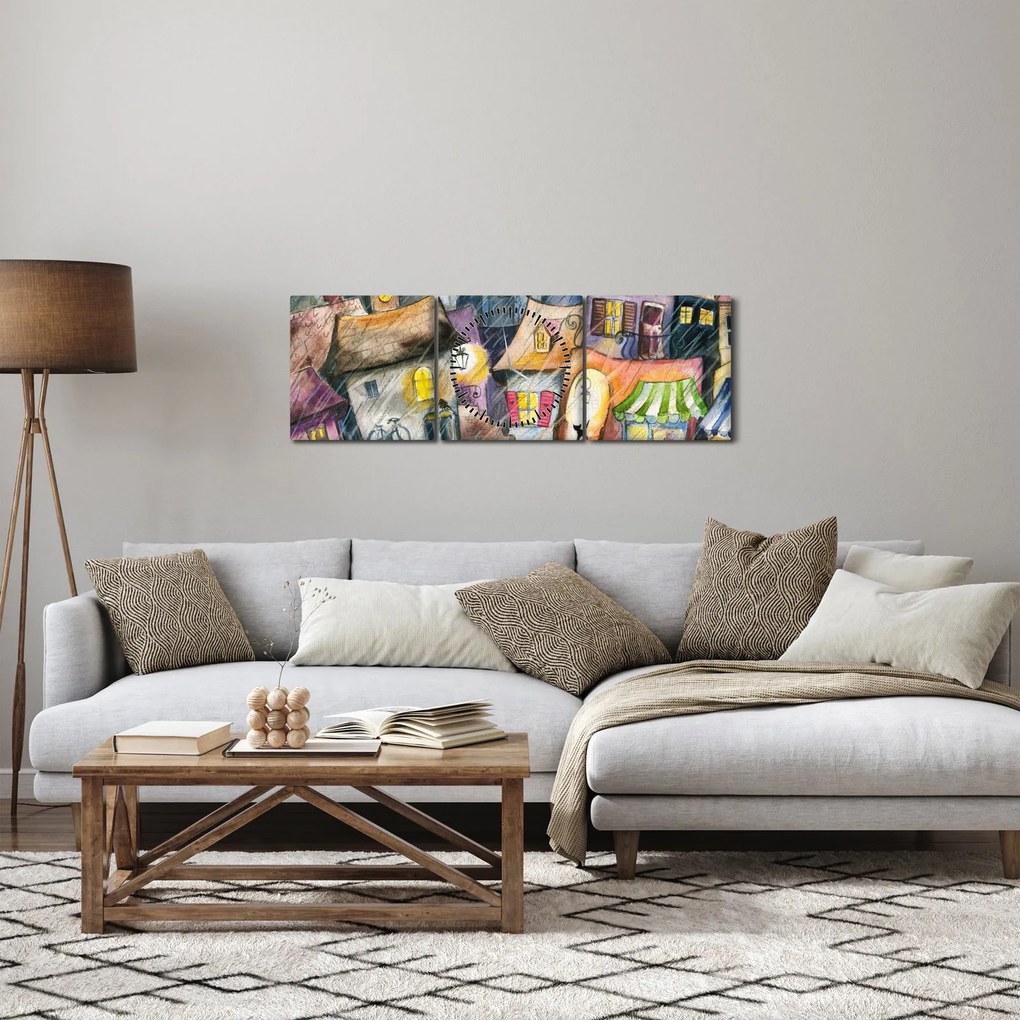 Tablou - Oraș western (cu ceas) (90x30 cm)