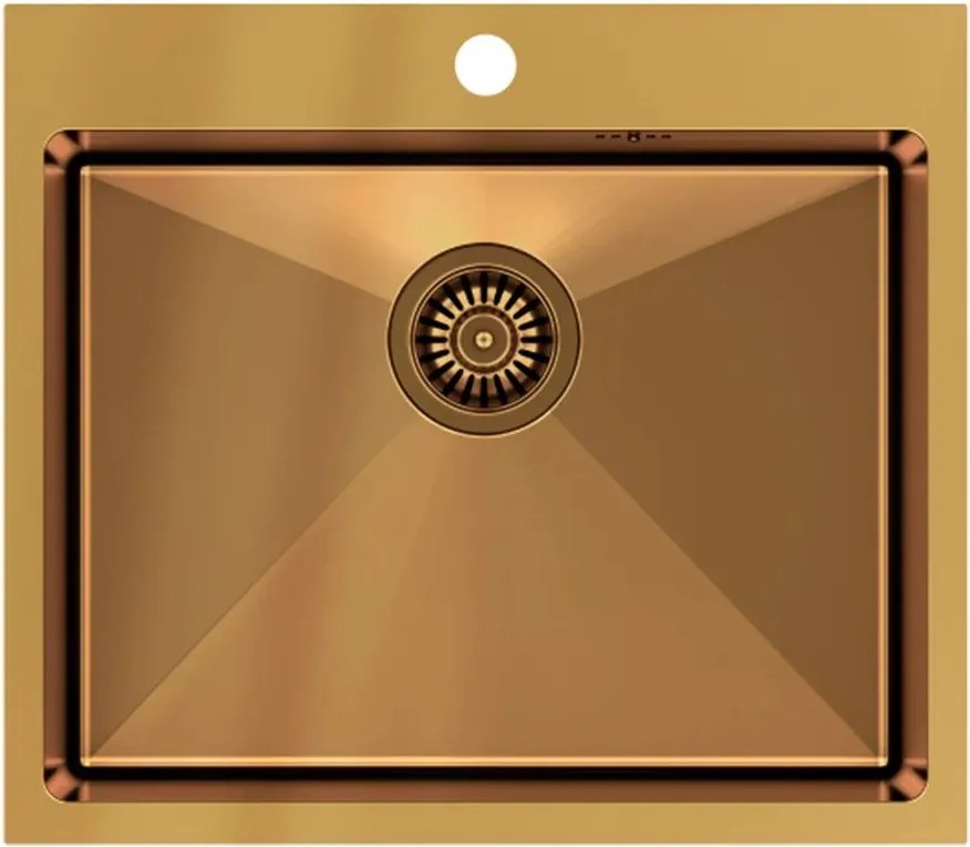Chiuveta inox incastrata Quadron Unique Russel 110 finisaj cupru 55x48 cm