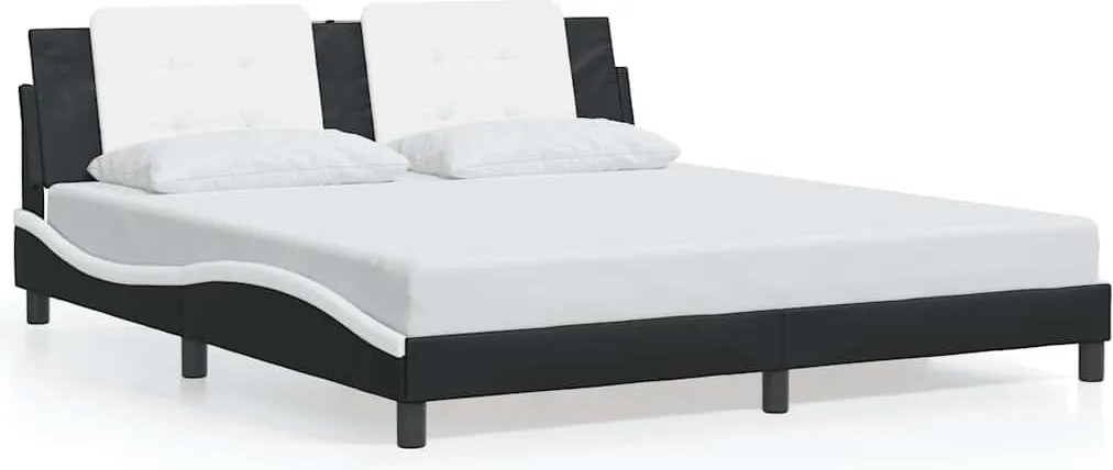 vidaXL Cadru de pat fără saltea Zadar negru și alb 180x200cm piele artificială