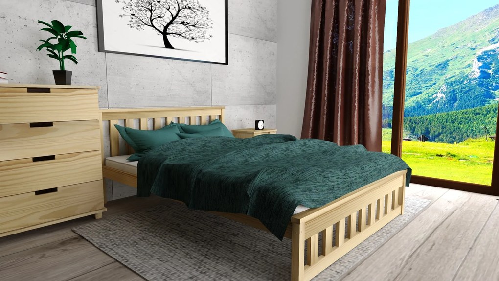 Pat MAICA 90 x 200 cm, pin Saltele: Cu saltele Coco Maxi 20 cm, Somiera pat: Cu lamele drepte