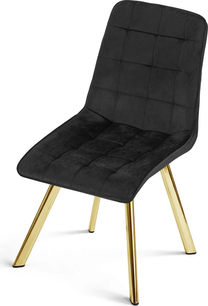 Scaun de masa CIEZA VELVET cu picioare aurii, negru
