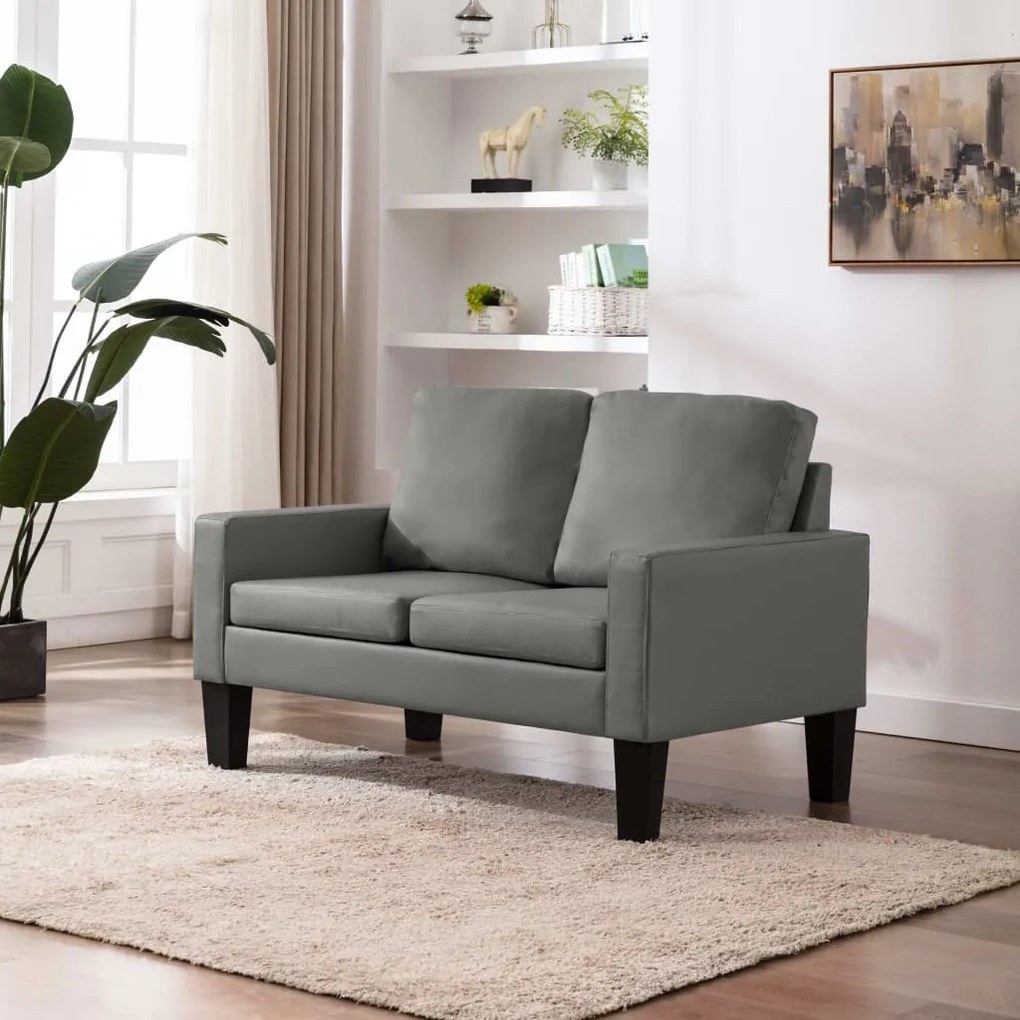 288753 vidaXL Canapea cu 2 locuri, gri, piele ecologică