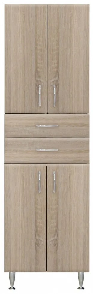 Dulap înalt Bianca Plus 60 cu 4 uși, 2 sertare, culoare stejar sonoma