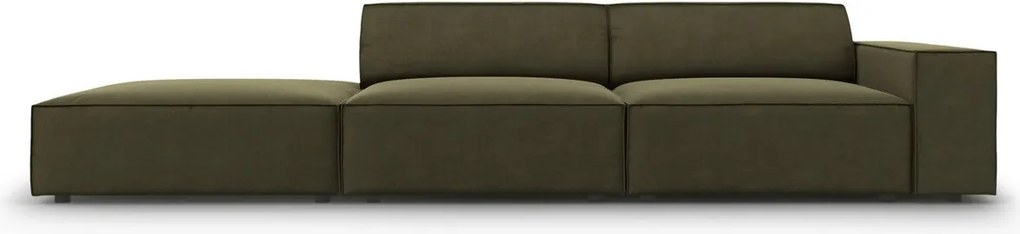 Canapea 3 locuri cotiera stanga, Jodie, Micadoni Home, BL, 262x102x70 cm, catifea, verde