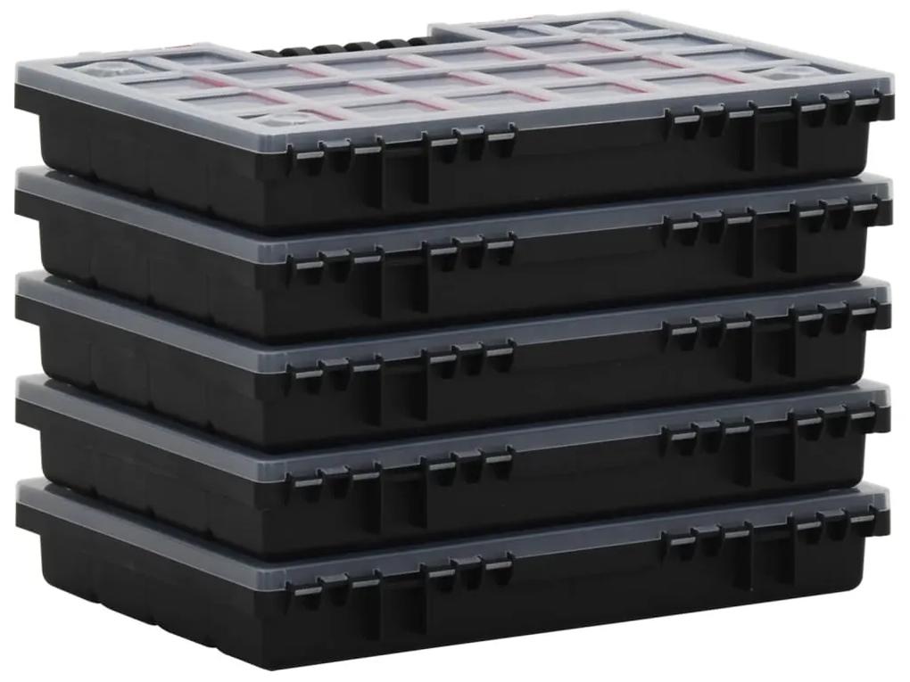 Cutii de organizare, 10 buc., 34,5x25x5 cm, polipropilena 10, 15 separatoare, 1