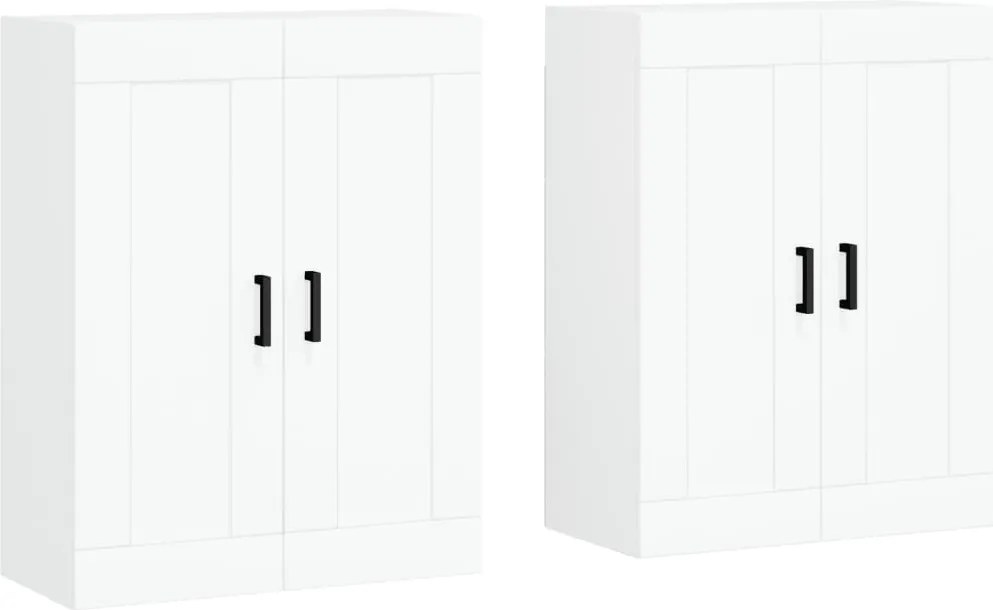 vidaXL Dulapuri montate pe perete, 2 buc, alb, lemn prelucrat