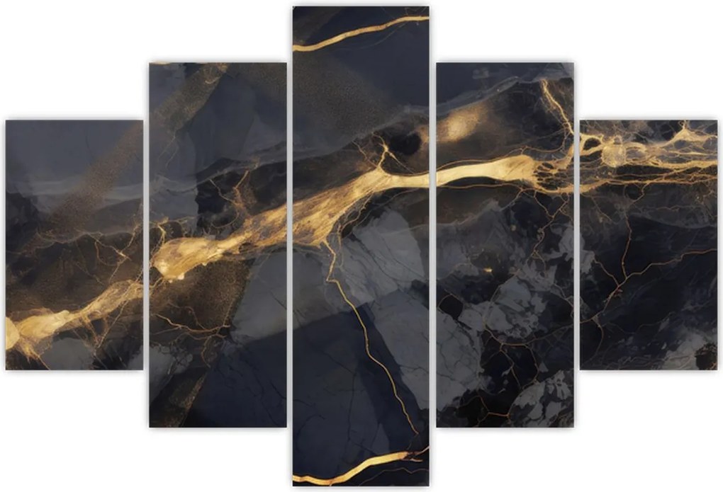 Tablou - Negru - decor auriu (150x105 cm)