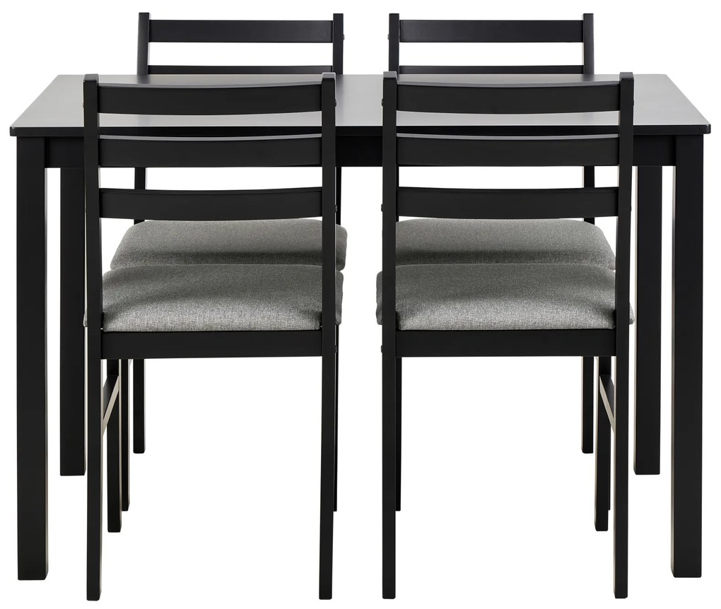 MAZZONI EXPORT Set TORINO masă + 4 scaune Negru/Gri deschis (material Sawana 21) - SET DE LEMN PENTRU BUCĂTĂRIE/SUFRAGERIE