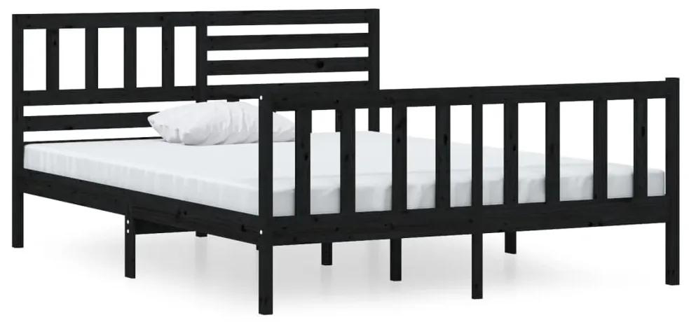 3101127 vidaXL Cadru de pat mic dublu, negru, 120x190 cm, lemn masiv