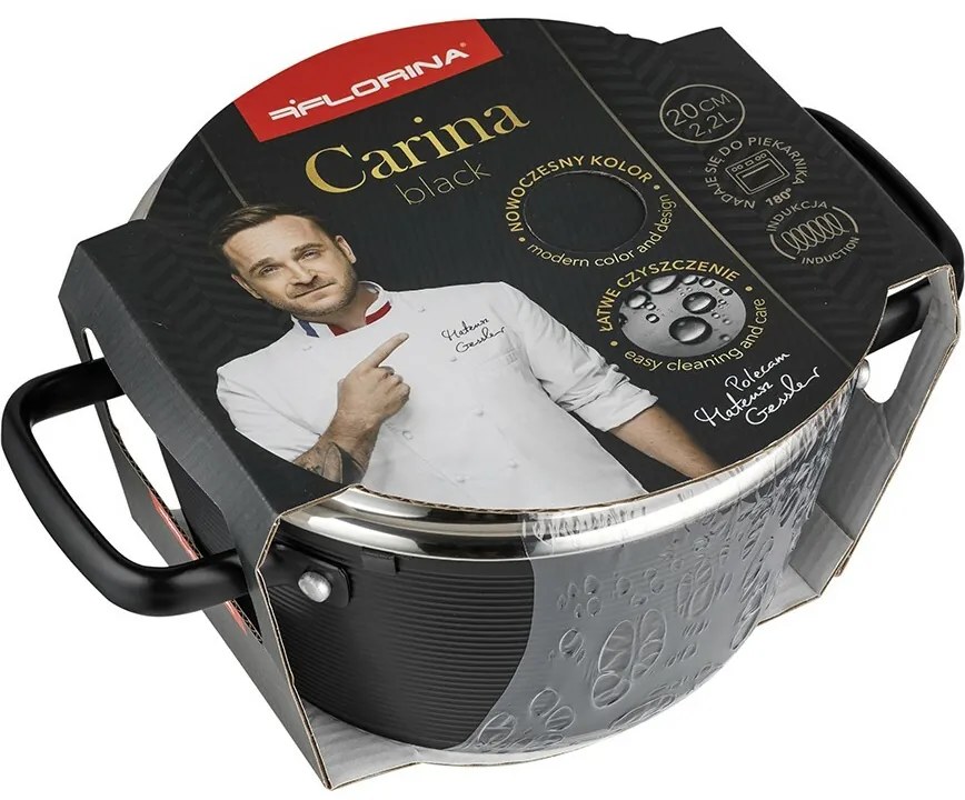 Florina Oală din aluminiu Carina Black 2,2 l, 20 cm, diam. 20 cm