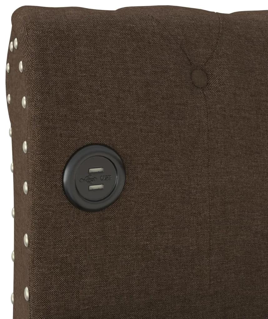 Pat de zi cu USB, maro, 90x200 cm, material textil Maro