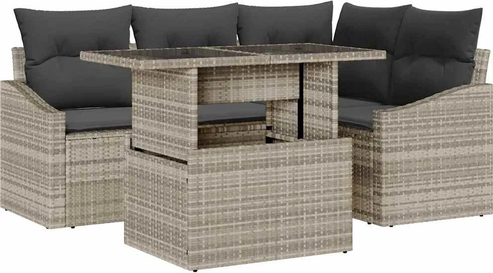 vidaXL Set de canapele pentru grădină 5 pcs Gri deschis și gri închis